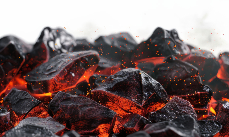 Glowing BBQ coals for Preheating